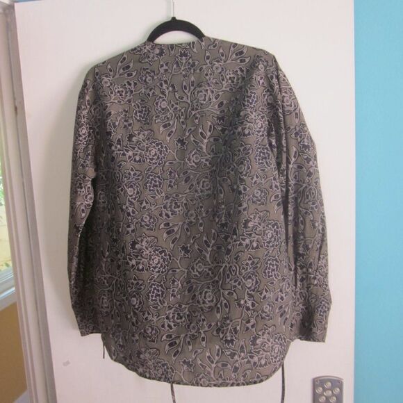 ALC Womens Size M Tie Front Wrap Blouse Olive Green Floral Lightweight Cotton - Picture 6 of 9